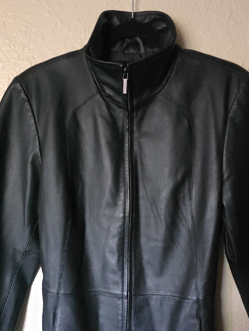 Vintage Worthington| Black Lambskin Leather Belted Women's Jacket - Moto Style M - Picture 4 of 11